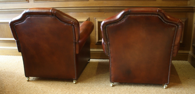 Deco Period Leather Club Chairs